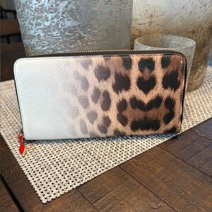 Christian Louboutin Leopard Print and White Wallet